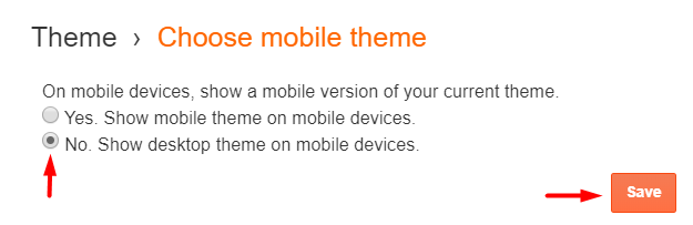 choose mobile theme Blogspot